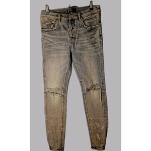 Purple Brand Ripped Torn Jeans Style P001 Button Front Size 33 Thashed by Design